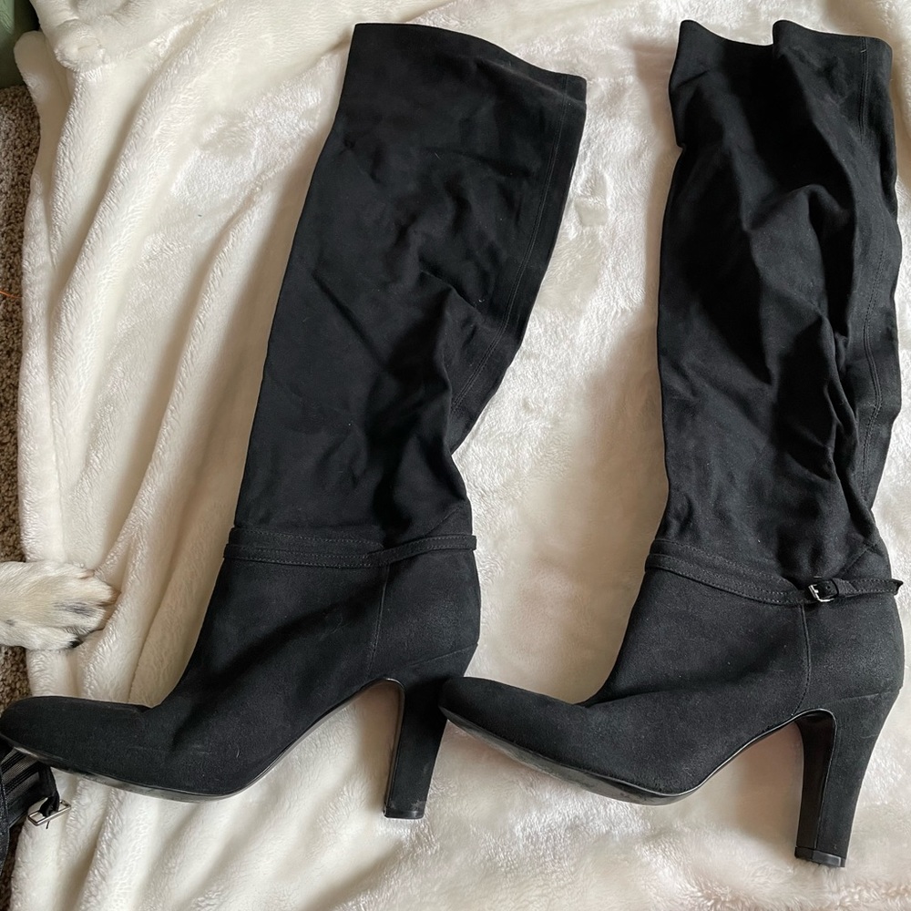 Stella McCartney black leather boots.